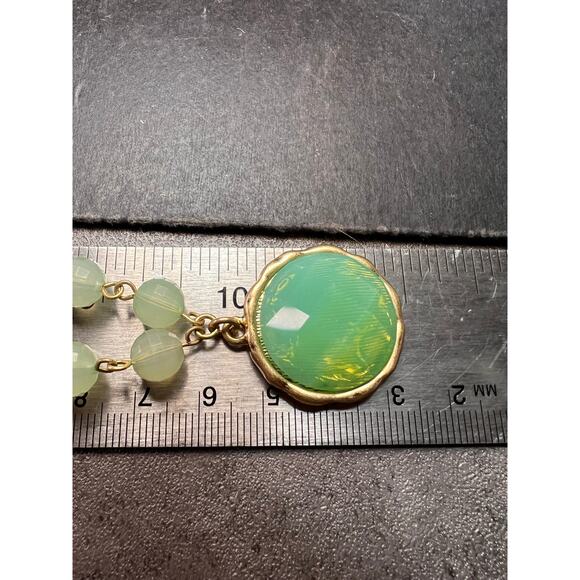Vivi Love Green Glass Beaded Pendant Necklace Gold Tone 20in - Picture 14 of 14